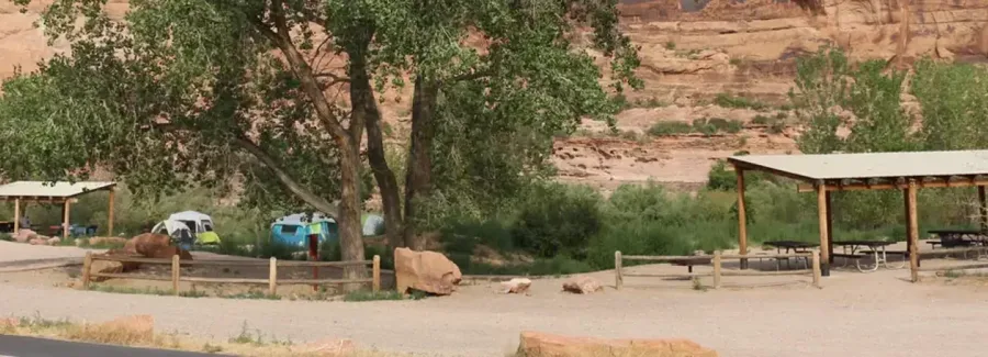 Goose Island camping area along the Colorado River near Moab